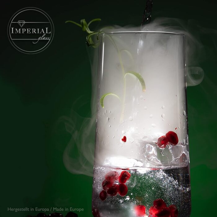 IMPERIAL Glass Drinking Glasses 490ml (max. 550ml) Set of 12 - Water Glasses, Juice Glasses, Highball Glasses, Cocktail Glasses, Large