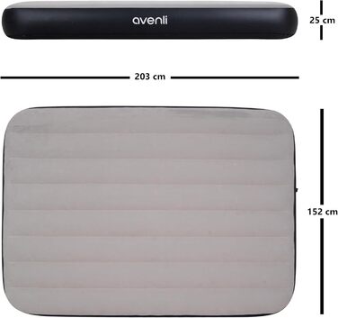 Надувний матрац Avenli для кемпінгу на 2 особи 203x152x25 см, флоксований, для дому та подорожей