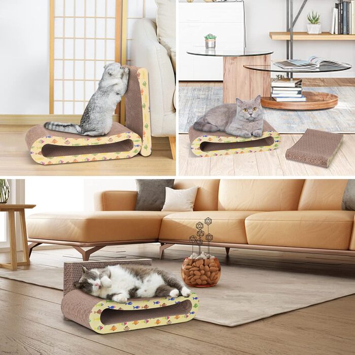 2 x Cat Scratch Board Scratch Cardboard for Cats 2 in 1, Cat Scratcher with Catnip, Recyclable Quality Cardboard Scratch Pad, Scratch Pads Double-Sided Available