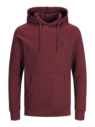 Чоловічий худі з капюшоном JACK & JONES Jjebasic ogo Sweat Hood Noos, червоний (Port Royale), розмір 3XL
