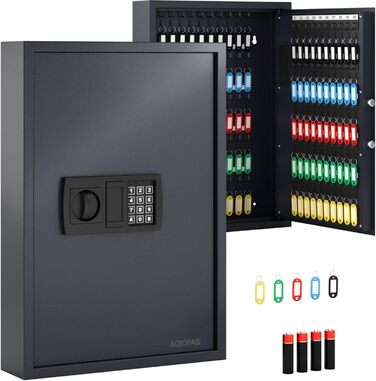 Шкафчик для ключів ACROPAQ з кодовим замком – на 100 ключів, з 100 брелоками, з електронним захистом. Великий сейф для ключів, кодовий замок, ключовий сейф