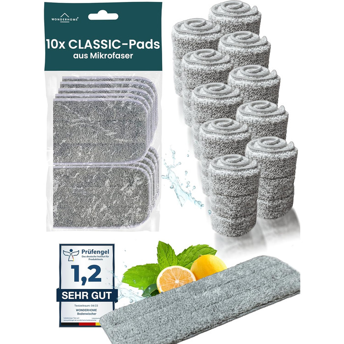 Набір для прибирання підлоги WONDERHOME з відром, 3-камерний моп з функцією віджиму, розділенням брудної та чистої води, подовжена ручка 140 см, 10 гідропадів