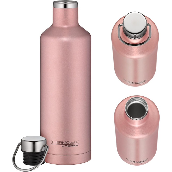 Термокава THERMOcafé TC Traveler Bottle 0.5л: термофляга з нержавіючої сталі, 12 годин гаряче & 24 години холодне, герметична, з ручкою, ізольована, 500 мл, Rose Gold