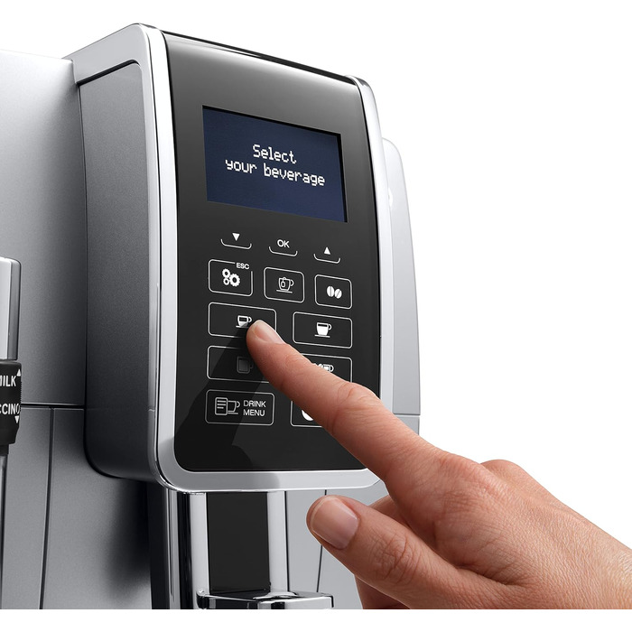 Кавомашина De'Longhi Dinamica ECAM 350.15.B з капучинатором, для еспресо та кави, срібна