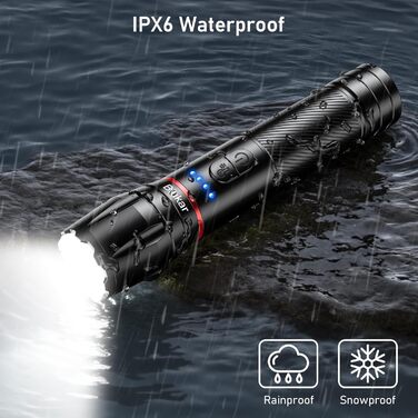 LED ліхтарик Blukar: 10 режимів, зум, водонепроникний, 2000L, 2 колірні температури, для кемпінгу та активного відпочинку