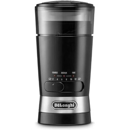 Кавомолка De'Longhi KG210 – електрична для цілих кавових зерен, спецій та горіхів, з нержавіючої сталі, 170 Вт, пластик, чорний колір