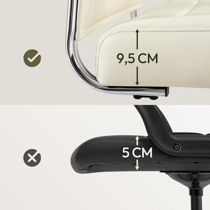 Офісне крісло Yaheetech з підлокітниками, ергономічне, для офісу, комп'ютерне, для начальника, висока спинка, з функцією гойдання, до 136 кг, бежеве