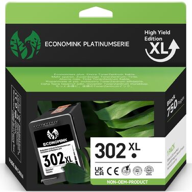 Картридж 302XL чорний сумісний для принтерів HP OfficeJet 3830, 3831, 3833, 4650, 5230, DeskJet 3630, 3636, 3639, Envy 4524, 4525, 4527 (1 шт)