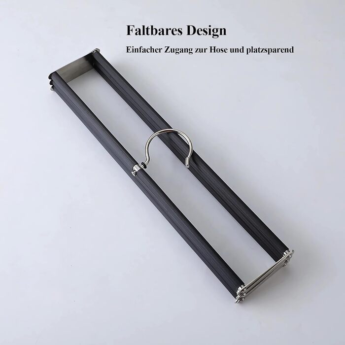 Collapsible Pants Hanger, Space-Saving Pants Hanger, Foldable Non-Slip Pants Rack Made of Stainless Steel, Multifunctional Closet Organizer, Holds Multiple Pants, Jeans, Scarves, Black