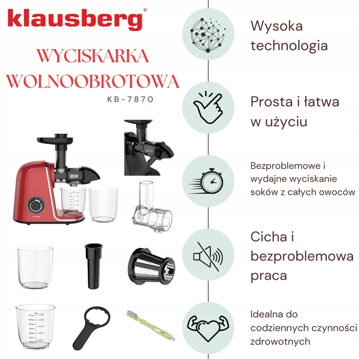 Горизонтальна шнекова соковижималка Klausberg KB 7870 150 Вт