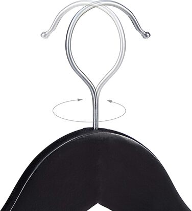 Relaxdays 20-Piece Children's Clothes Hangers, Wooden, Trouser Hangers for Boys & Girls, Swivel Hook, with Bar & Notches, Black
