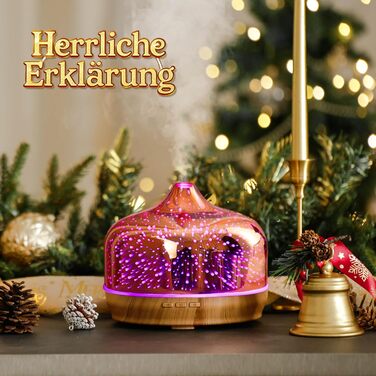 Дифузор ароматної олії Porseme Aroma Diffuser 500ml, скляний зволожувач повітря, ультразвуковий аромадифузор з LED-підсвіткою 7 кольорів, для ефірних олій, 15-21 год роботи, тихий, для дому (Rosegold) F2-500ml Rosegold Giant