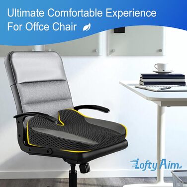Автомобільна подушка для сидіння Lofty Aim з Memory Foam: підтримка спини, зняття болю при ішіасі, для авто, вантажівки, офісу, інвалідного візка - велика, чорна
