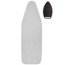 Чохол для прасувальної дошки Encasa XO Metallic Silver Jetstream, 125x39 см, сріблястий - з силіконовою підкладкою, 6 мм (2мм піна + 4мм фетр), 3 затискачі, гумка