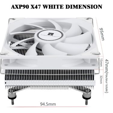 Охолоджувач CPU Thermalright AXP90-X47 Low Profile, 47 мм, для AMD AM4/Intel 1700/1150/1151/1155/1156/1200 (білий)
