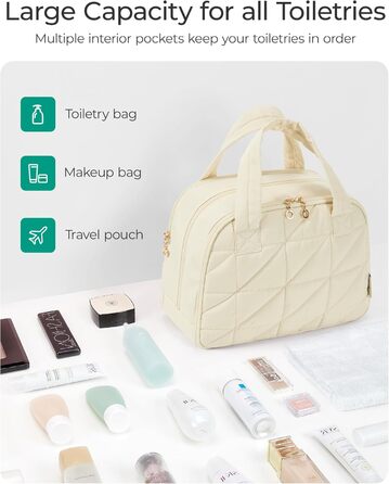 Сумка для косметики BAGSMART для жінок, велика дорожня косметичка, об'ємна косметична сумка, дорожня сумка для макіяжу та косметики з ручкою, чорна