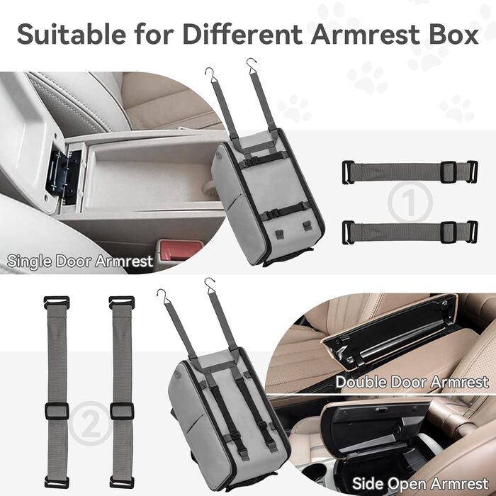 PETSFIT Автокрісло для собак та котів, середньорозмірне, сіре, до 4.5 кг, з безпечним ременем та кишенями