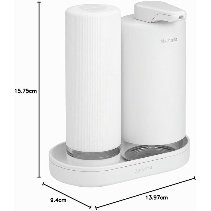 Brabantia Набір дозаторів для мила та засобів для миття посуду, 2 шт., сірий Infinite Grau, 2x200 мл, металевий з текстурованою поверхнею