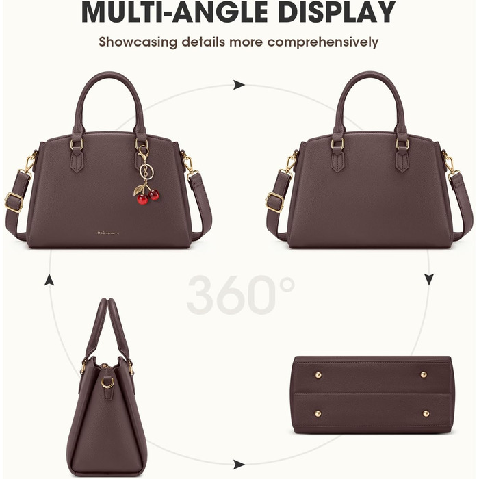 Сумка жіноча RAINSMORE середнього розміру з PU шкіри, для планшета 11 дюймів, з плечовим ременем, для роботи та міста (кава)