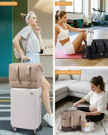 Сумка-рюкзак LOVEVOOK для жінок, велика дорожня сумка-рюкзак з відділенням для взуття та мокрих речей, 40L, 2 шт., чорний