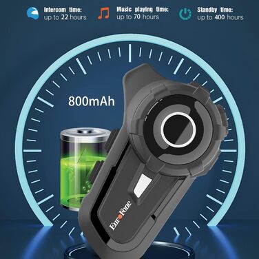 Мотоциклетна гарнітура EuroFone S2 з Bluetooth 5.1, інтерком для 2 водіїв, 2-в-1 мікрофон (м'який і жорсткий), водонепроникна, із захистом від сонця і пилу, чорна