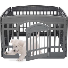 Iris Ohyama Dog Playpen with 4 Panels & Lockable Door - 24