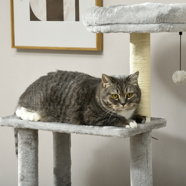 PawHut Драбина для котів 1415 см, котячий комплекс з котячою печерею, іграшкою-м'ячиком, гамаком та 2 платформами, сизаль для любителів котів