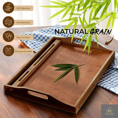 Бамбуковий піднос для сніданку Phillipa Home з 2 підставками - великий, для ноутбука 17,3 дюйма, їжі та напоїв