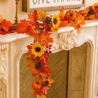 Гірлянда з листя клена для осіннього декору: 3м, 30 LED, для дому та вулиці