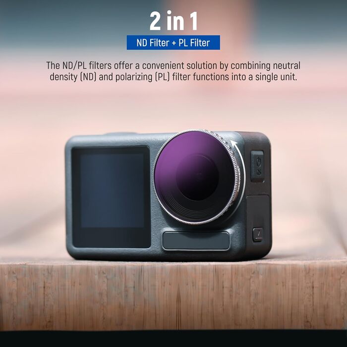 Набір фільтрів NEEWER CPL та ND для DJI Osmo Action 4/Action 5 Pro (4 шт.): CPL+ND8+ND16+ND32. Сумісний з FL-A12. Оптичне покриття, аксесуари для екшн-камери