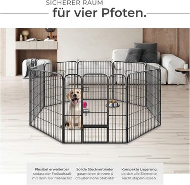 Тектейк вольєр для цуценят, 60 см, 8 граней, чорний - 402502