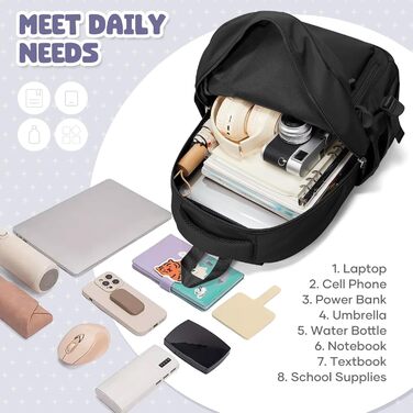 Шкільний рюкзак HYC00 для дівчаток та хлопчиків-підлітків, водонепроникний, для ноутбука 14 дюймів, casual, для подорожей та навчання, кольори: M4-зелений, M1-чорний