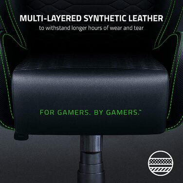 Ігрове крісло Razer Iskur X, ергономічне, багатошарова екошкіра, піна високої щільності, чорний/зелений