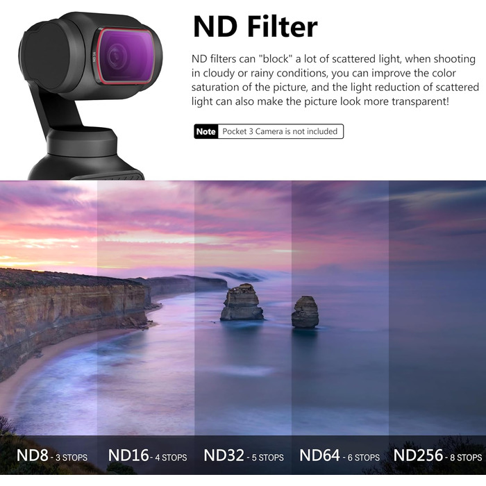 Набір фільтрів STARTRC для DJI Osmo Pocket 3 Creator Combo: CPL, ND 8, ND 16, ND 32, ND 64, ND256 (магнітні, версія з алюмінію)