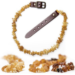 Намисто з бурштину для собак ChronoBalance®: стильне та корисне ожерелье з натурального бурштину з регульованою шкіряною застібкою, підходить для собак різних розмірів, без хімії, довжина 31-34 см