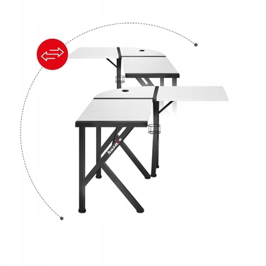 Кутовий ігровий стіл Huzaro Hero 6.3, білий