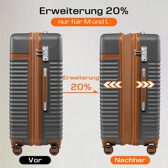 Набір валіз Joyway з ABS-пластику, розширюваний, на 4 колесах з TSA-замком (сірий, M)