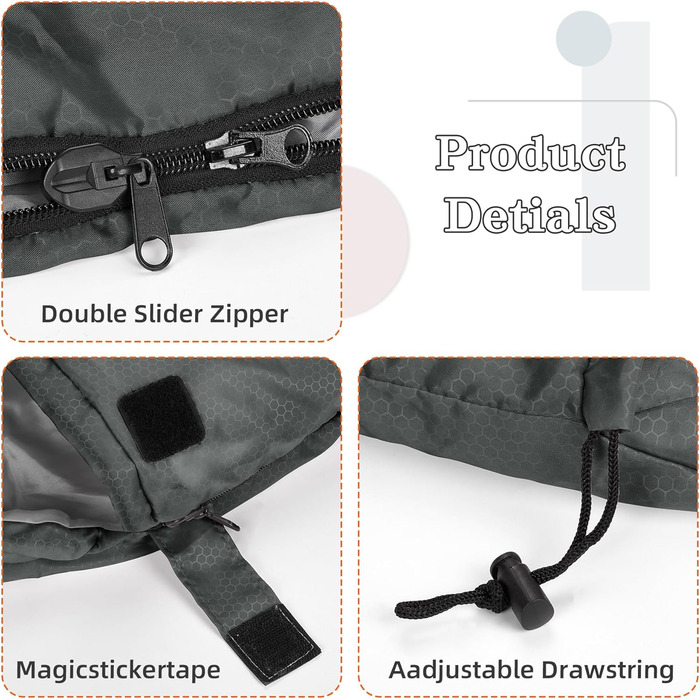 Zusentee 4-Season Sleeping Bag - Waterproof, Lightweight, Ultralight Sleeping Bag for Adults & Kids - Camping, Hiking, Travel (Dark Grey)