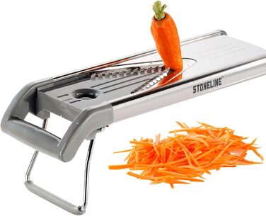Набір для нарізки овочів STONELINE V - 9 предметів: для нарізки скибочками, соломкою, кубиками, спіралями. З нержавіючої сталі. Кухонний овочевий слайсер, тертак, спіралізатор, слайсер для картоплі фрі, сірий