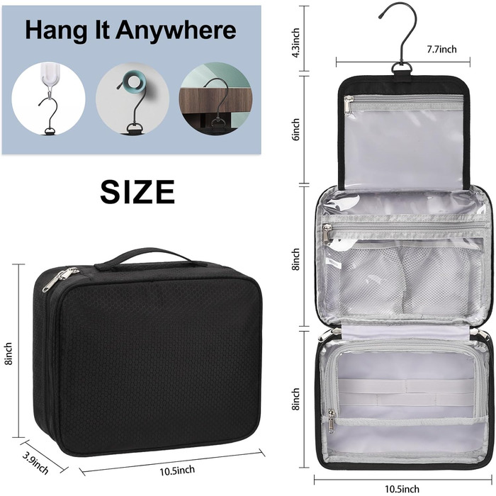 Сумка для туалетних аксесуарів для жінок та чоловіків, дорожня сумка-органайзер для косметики та туалетних речей (футбольний принт, чорний)