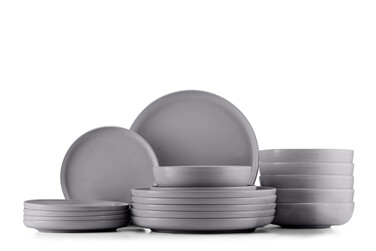 Обідній сервіз Konsimo Victo, сіра кераміка, круглий, 18 предметів
