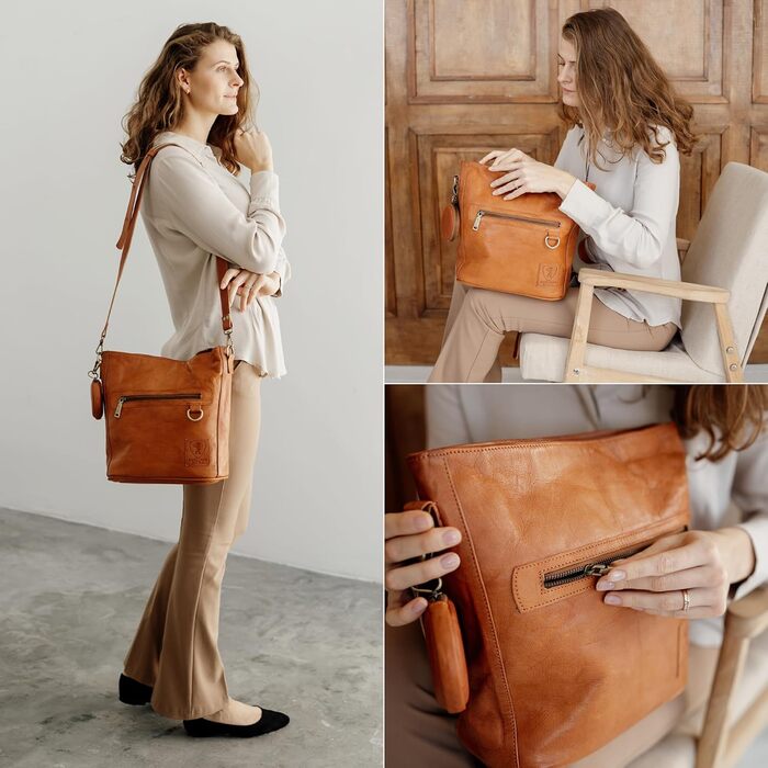 Сумка через плече Berliner Bags Siena Vintage з натуральної шкіри, коричнева - жіноча сумка-месенджер