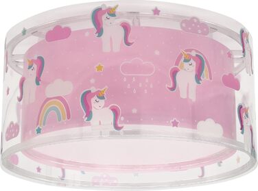 Dalber Ceiling Light for Children, Unicorns, Animals, Unicorns, Children's Room Ceiling Lamp, Pink