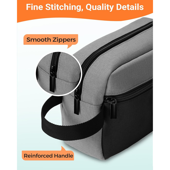 Чоловіча дорожня туалетна косметичка, водонепроникна, з кишенею для гоління та ручкою, органайзер для косметики, спортзал, душ, ванна кімната, подарунок для чоловіків, чорно-сіра