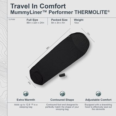 Спальний мішок-вкладиш Cocoon MummyLiner Thermolite Performer – легкий термоізоляційний вкладиш для спальника, термоматеріал Thermolite, для туризму та походів