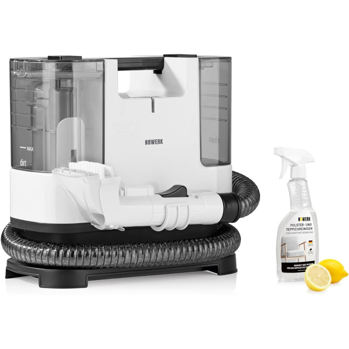 Портативний пилосос для миття килимів та меблів Clean | З миючим засобом | Легкий та компактний | Видаляє плями, потужний 400 Вт, баки для чистої та брудної води