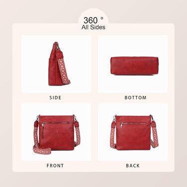 Сумка жіноча Gladdon червона шкіряна крос-боді багатофункціональна через плече середнього розміру з широким ременем