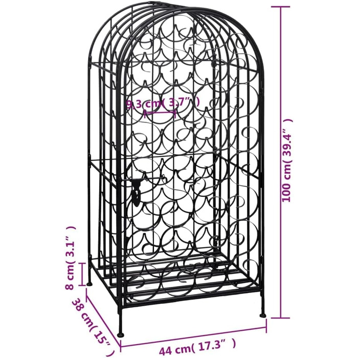 vidaXL Wine Rack 35 Bottles Metal Bottle Rack Bottle Stand Wine Cabinet