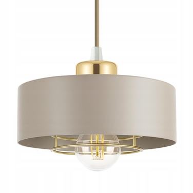 Підвісна лампа LEDLUX бежева, металева, 3xE27 із золотистими деталями