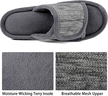 Чоловічі тапочки-слайди RockDove з регульованою фіксацією та піною з пам'яттю, сірі, 44/45 EU